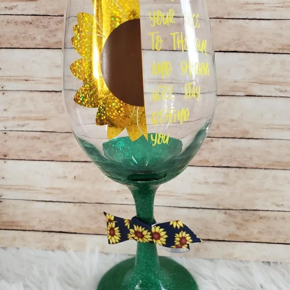 Sunflower Wine Glass, Fall Tumbler, Sunflower Design